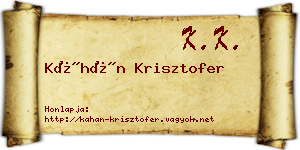 Káhán Krisztofer névjegykártya
